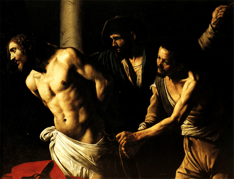 Le Caravage (1571-1610), Le Christ à la colonne 1606-07, use of Chiaroscuro